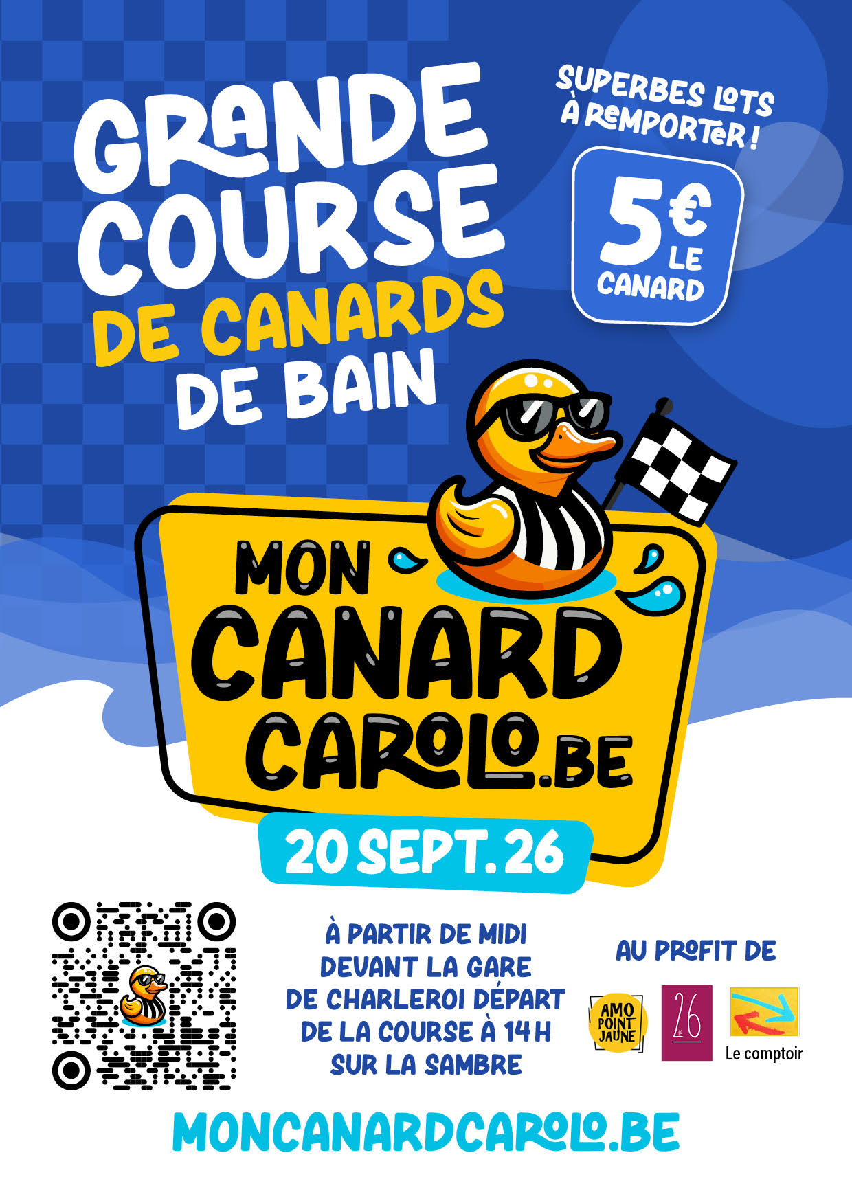 Flyer Grande Course de Canards de Bain — 20 septembre 2026 à Charleroi